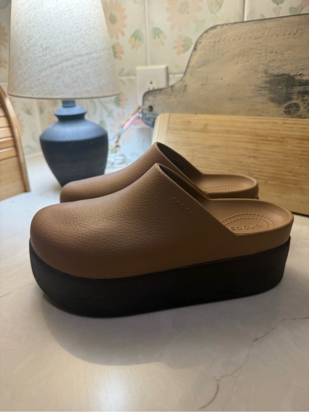 CROCS Platform Clog Mule in Brown